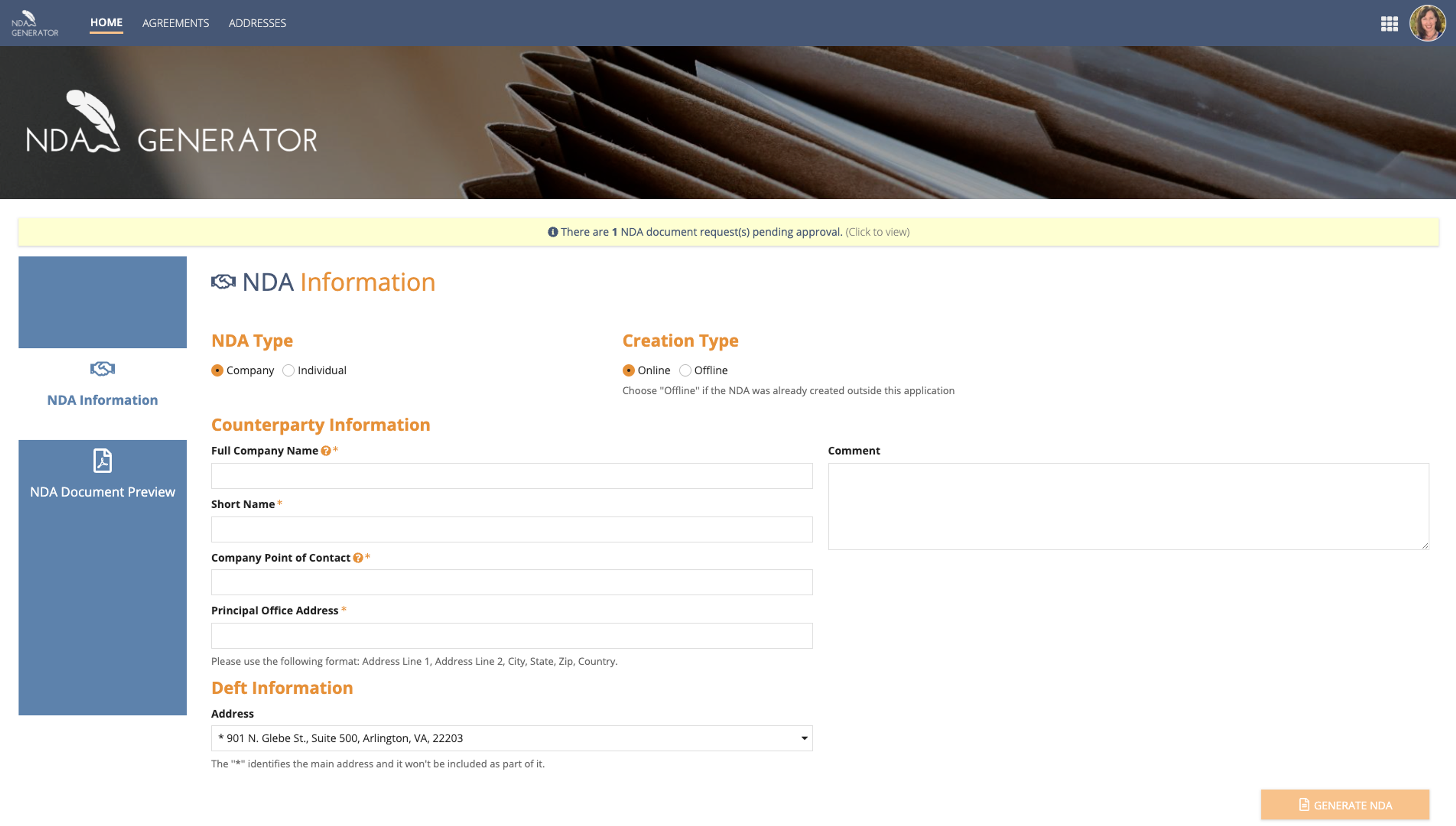 Non-Disclosure Agreement Generator screenshot 1