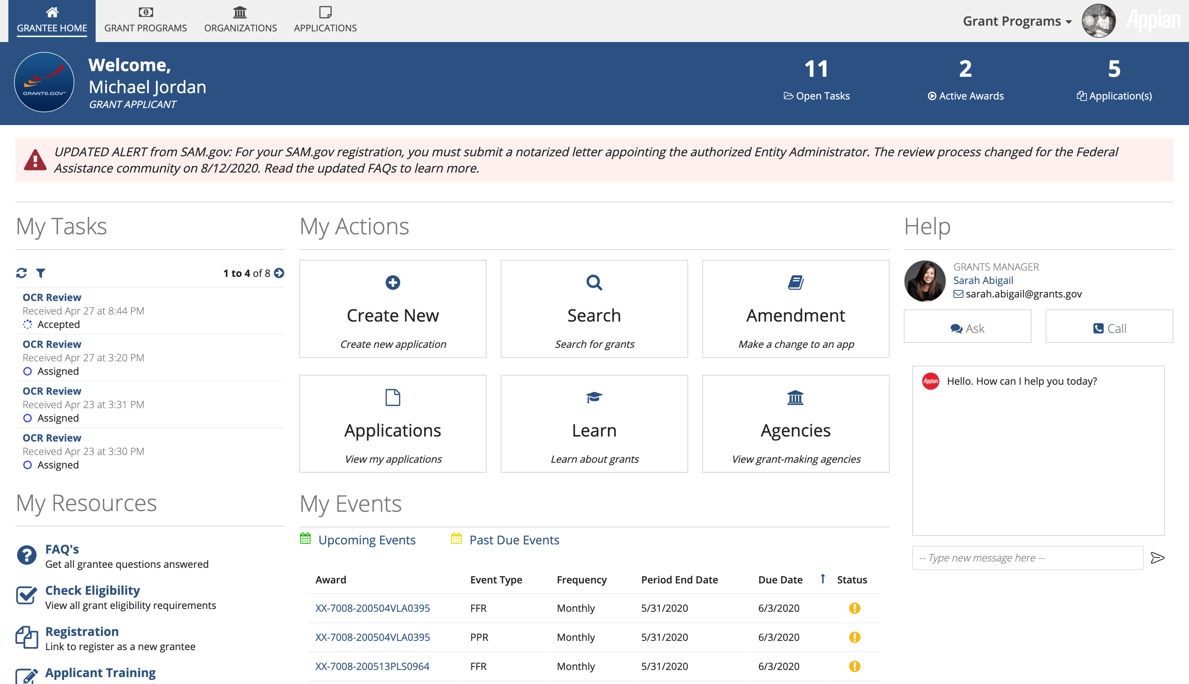 Grants Management screenshot 2