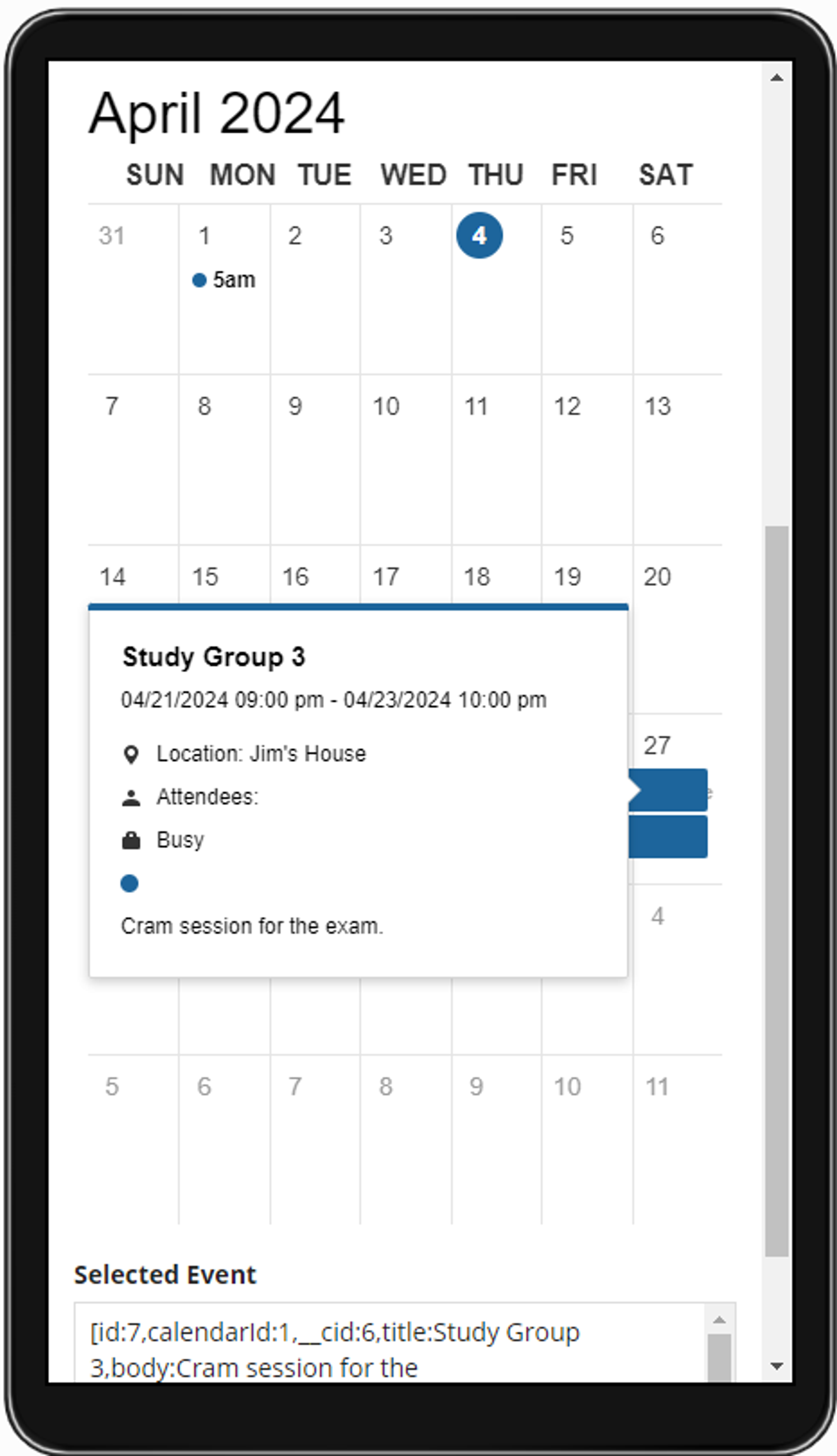 Calendar Display Component screenshot 7