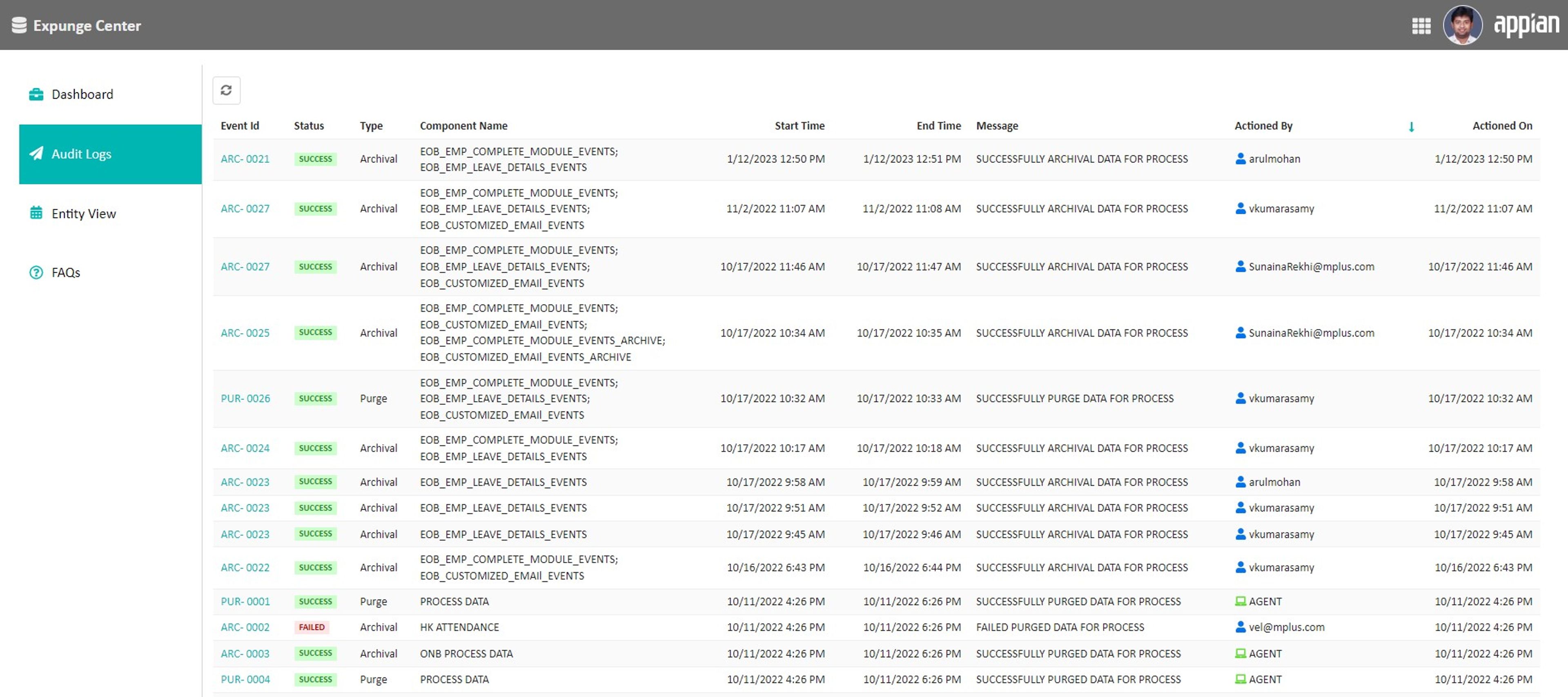 Expunge Management screenshot 2