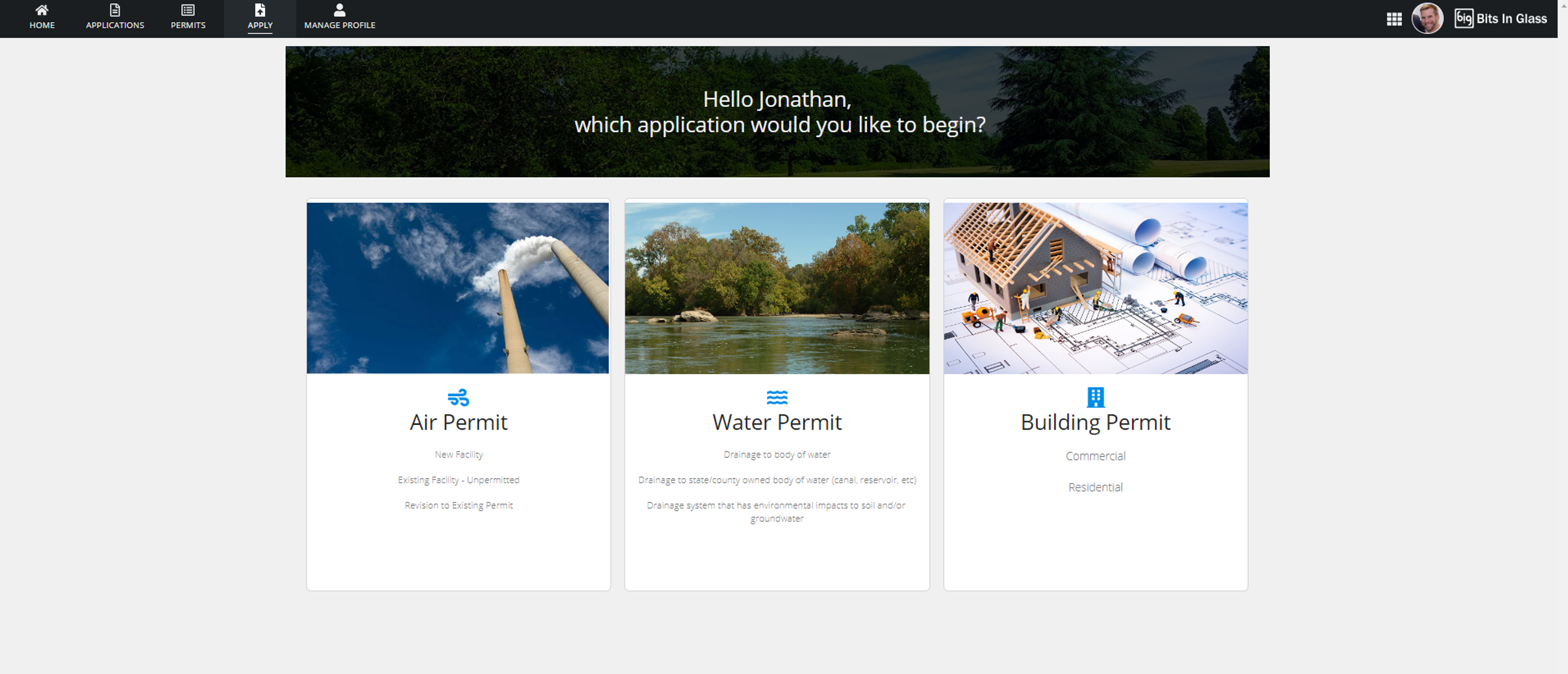 ePermitting screenshot 2