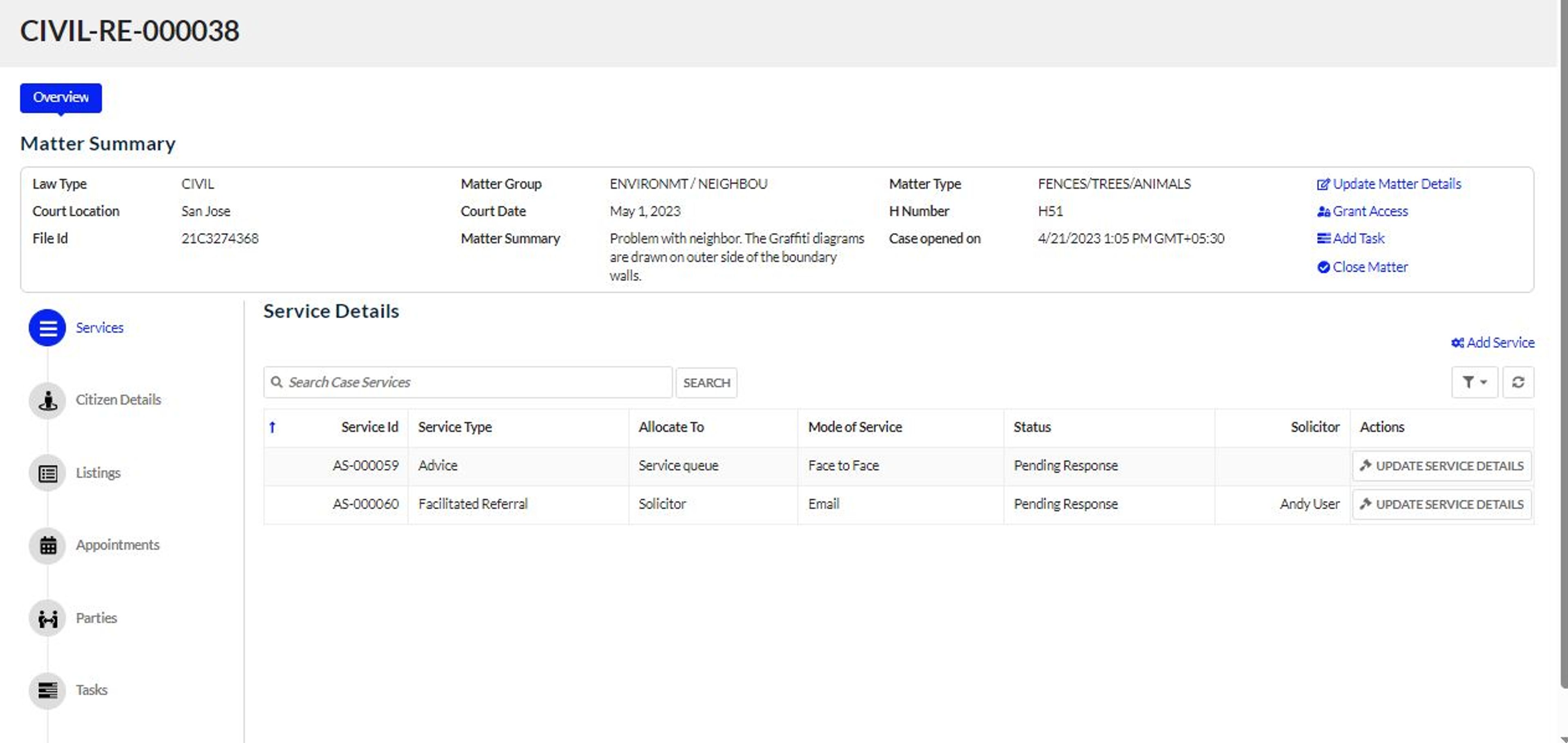 Legal Aid and Case Management Solution screenshot 1