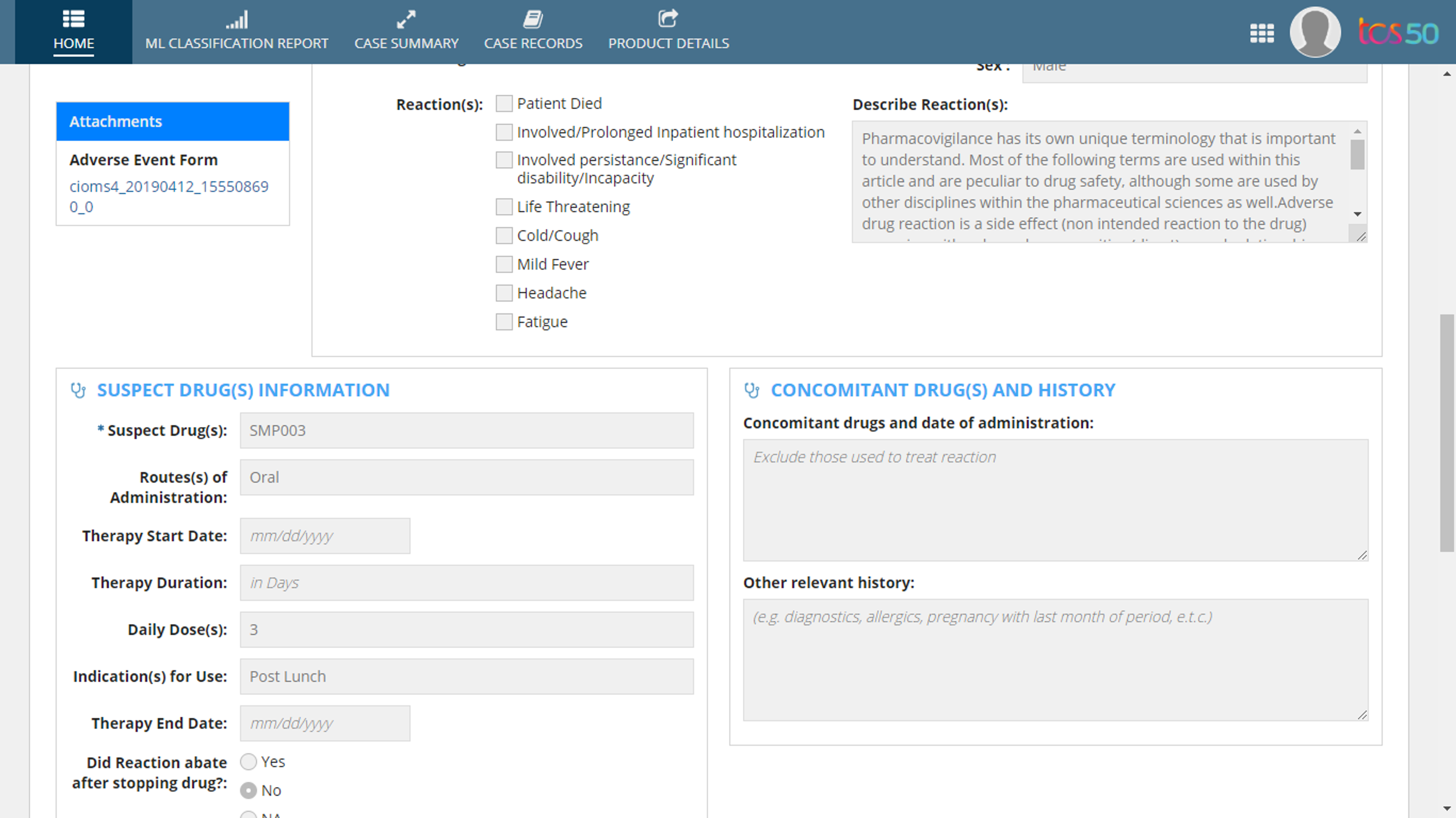 TCS' Pharmacovigilance Triaging Solution  screenshot 4