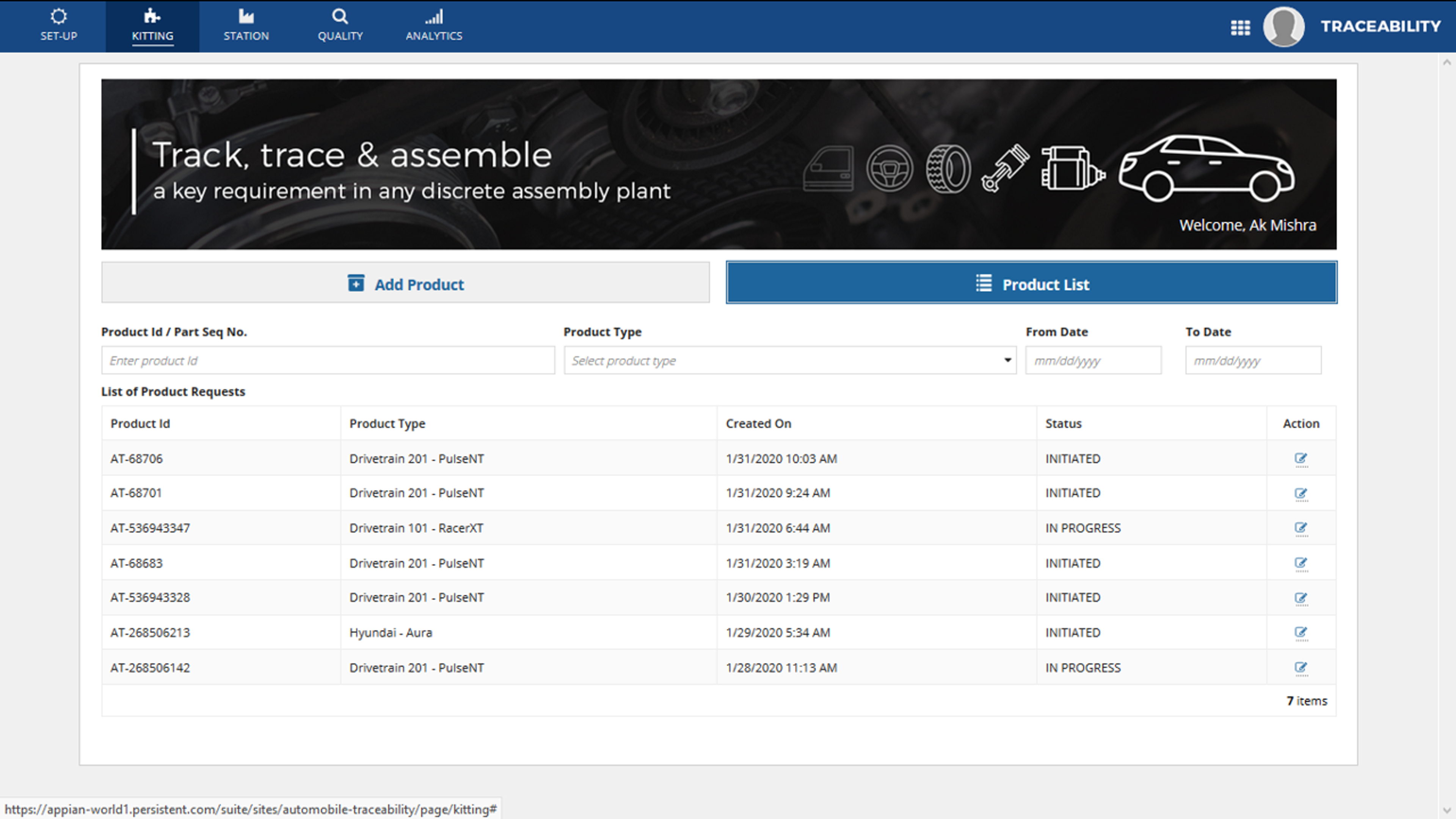 Traceability screenshot 3