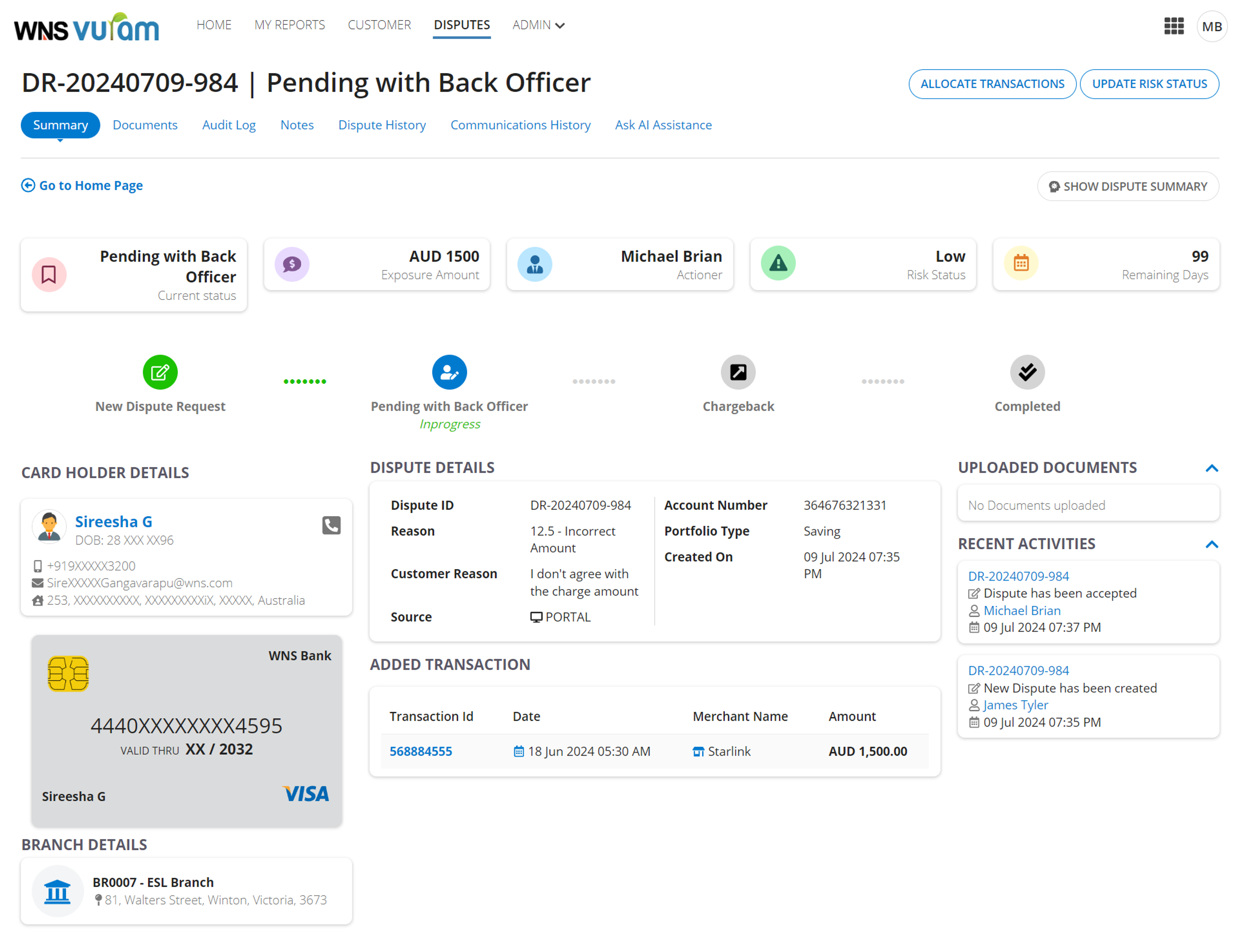 Card Dispute Management System screenshot 2