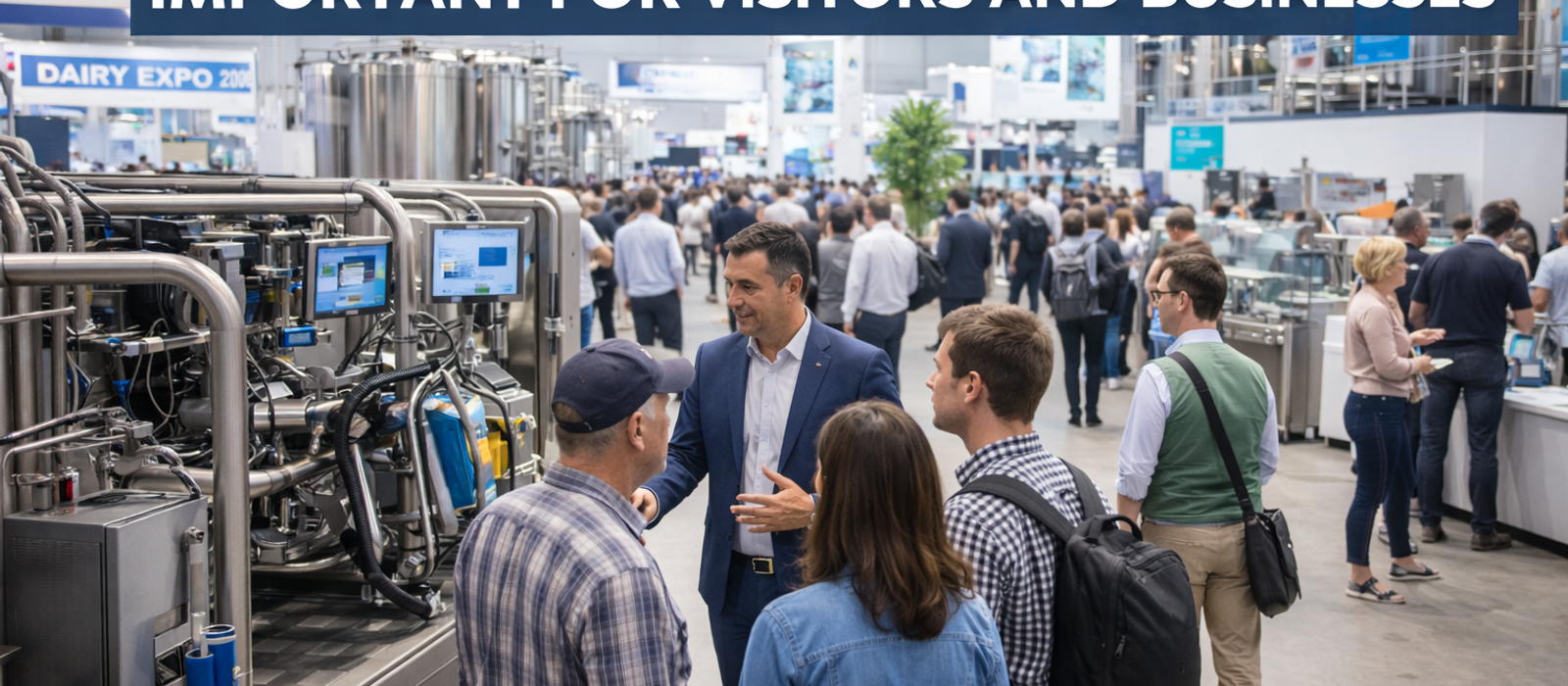 dairy industry professionals visiting dairy technology exhibition and networking with exhibitors