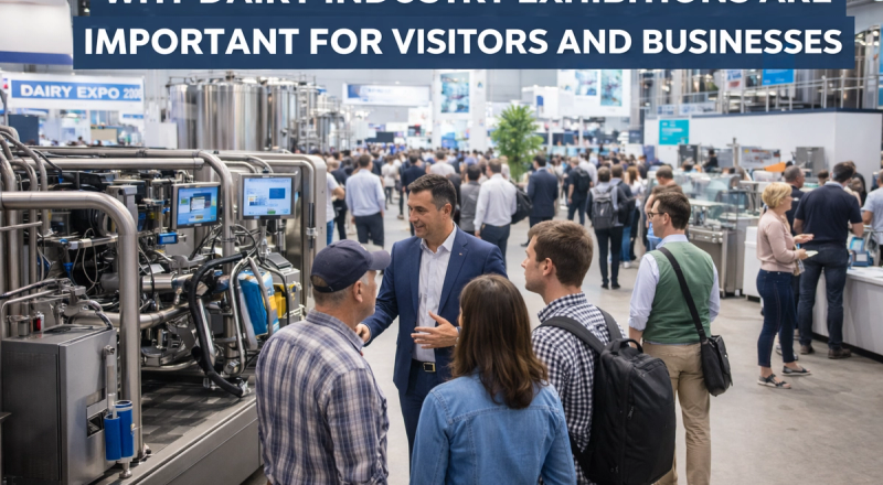 dairy industry professionals visiting dairy technology exhibition and networking with exhibitors