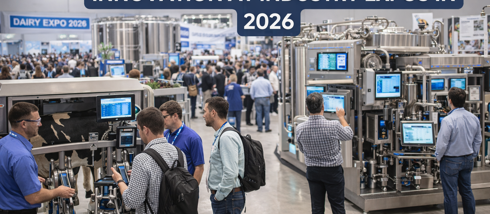 dairy exhibitors showcasing machinery and dairy processing equipment at industry exhibition