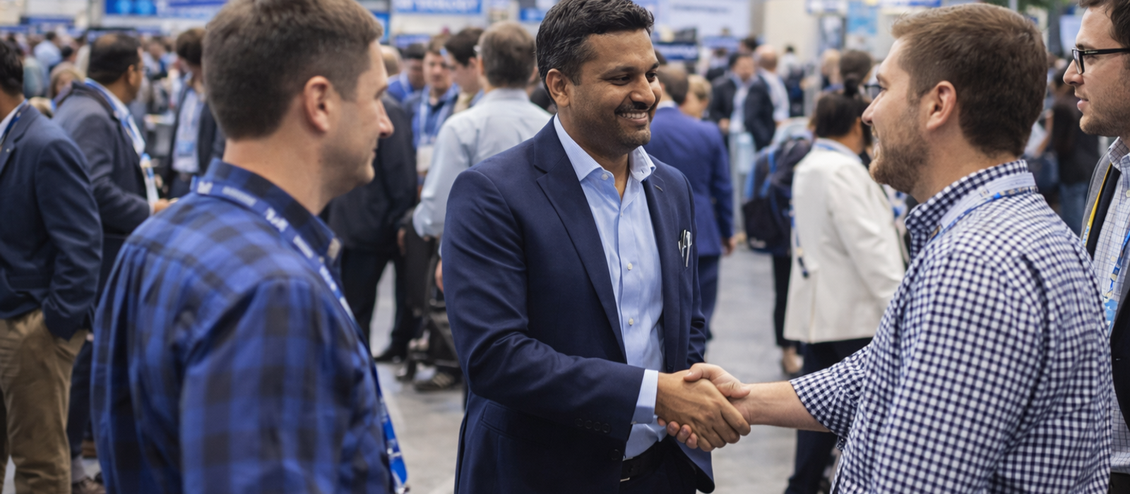 dairy industry professionals networking and discussing business opportunities at dairy exhibition