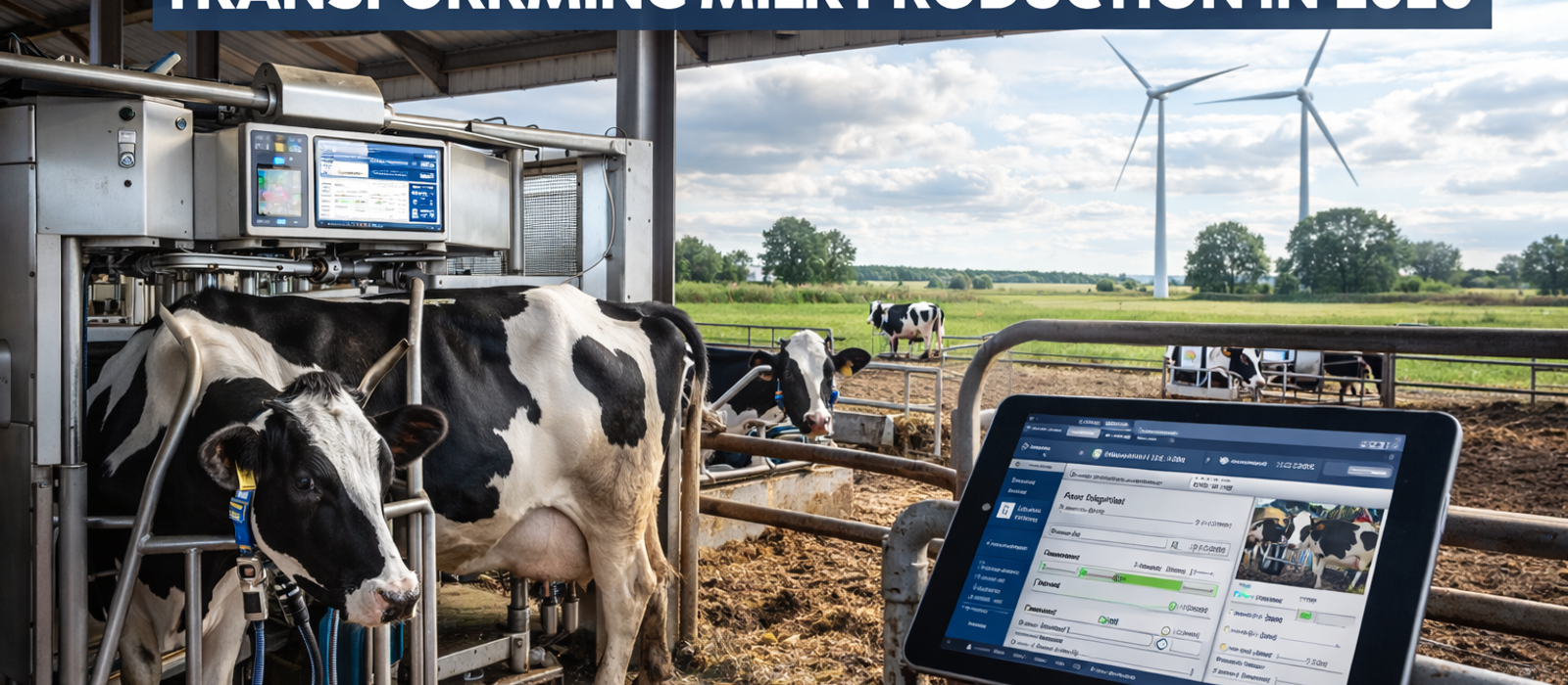modern dairy farm technology and automated milking system used in dairy farming