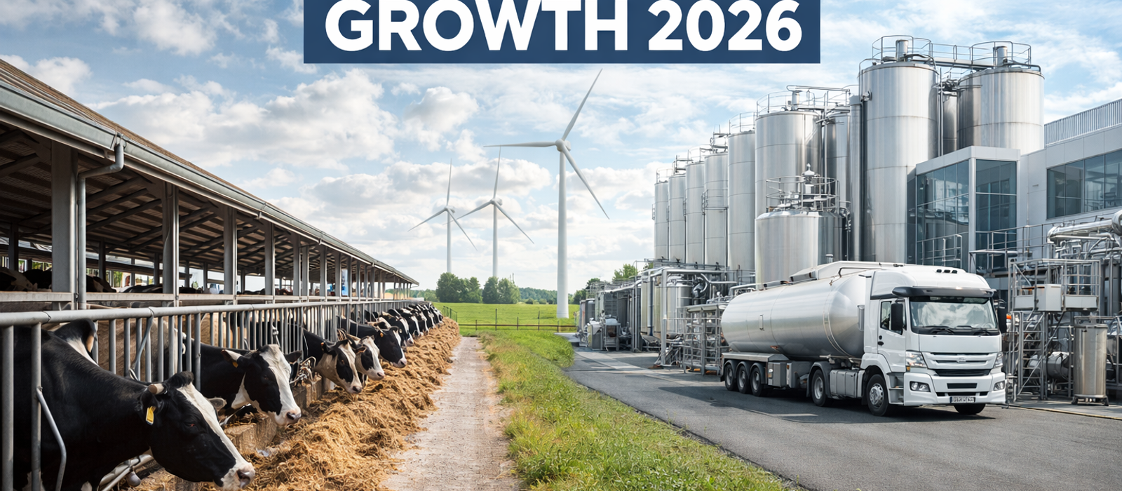 modern dairy farm and milk processing industry growth trends in 2026