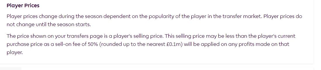 FPL gives little information to go on in terms of price changes