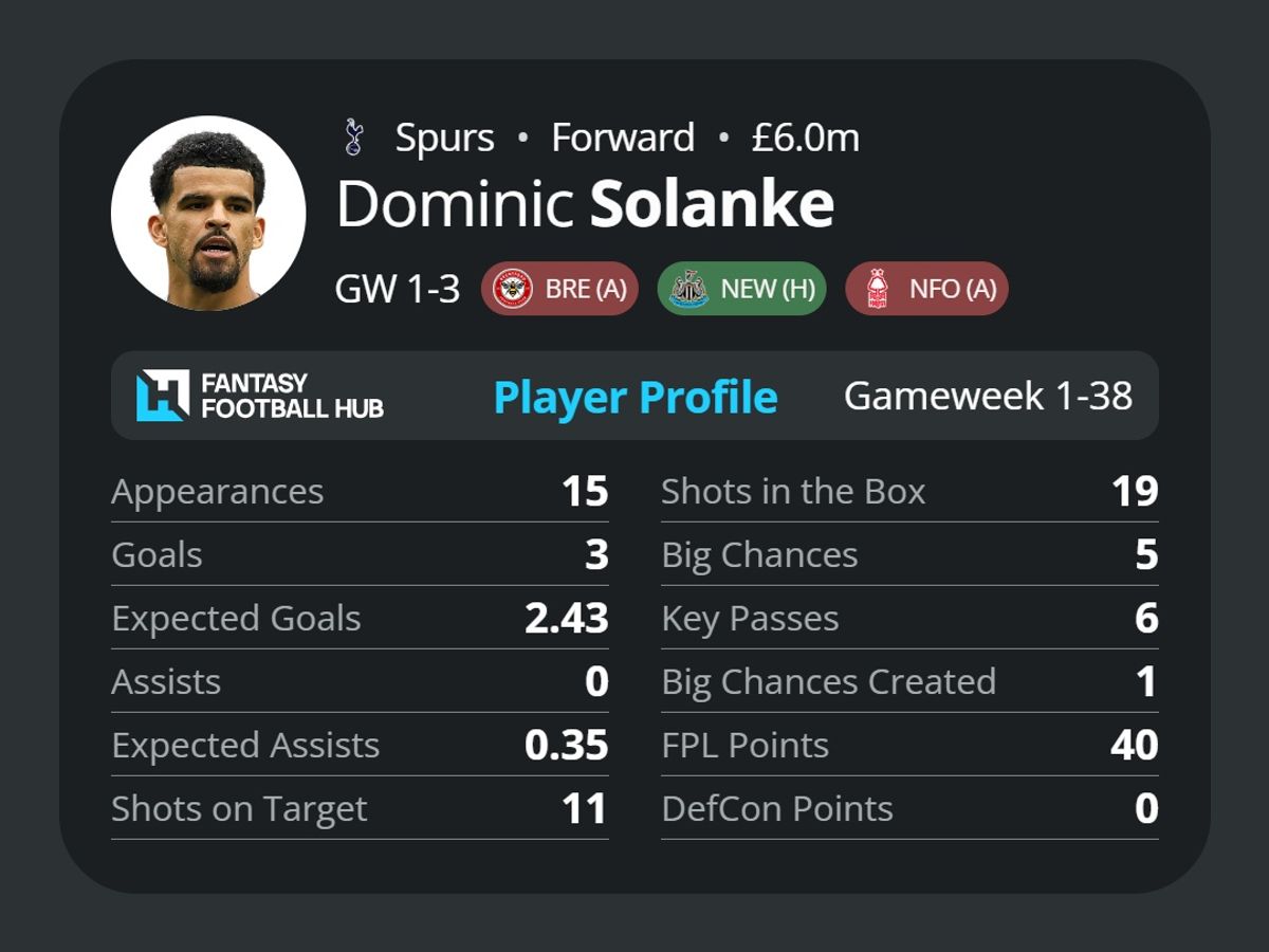 Dominic Solanke's stats