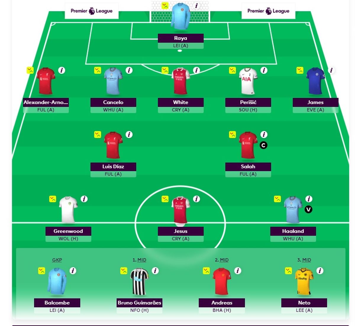 Changing formation in FPL