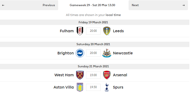 Blank Gameweek 29 fixtures