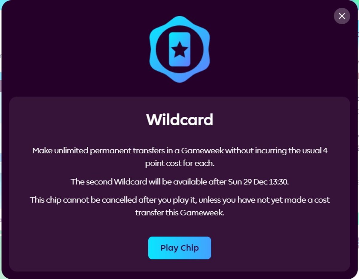 Activating the FPL Wildcard