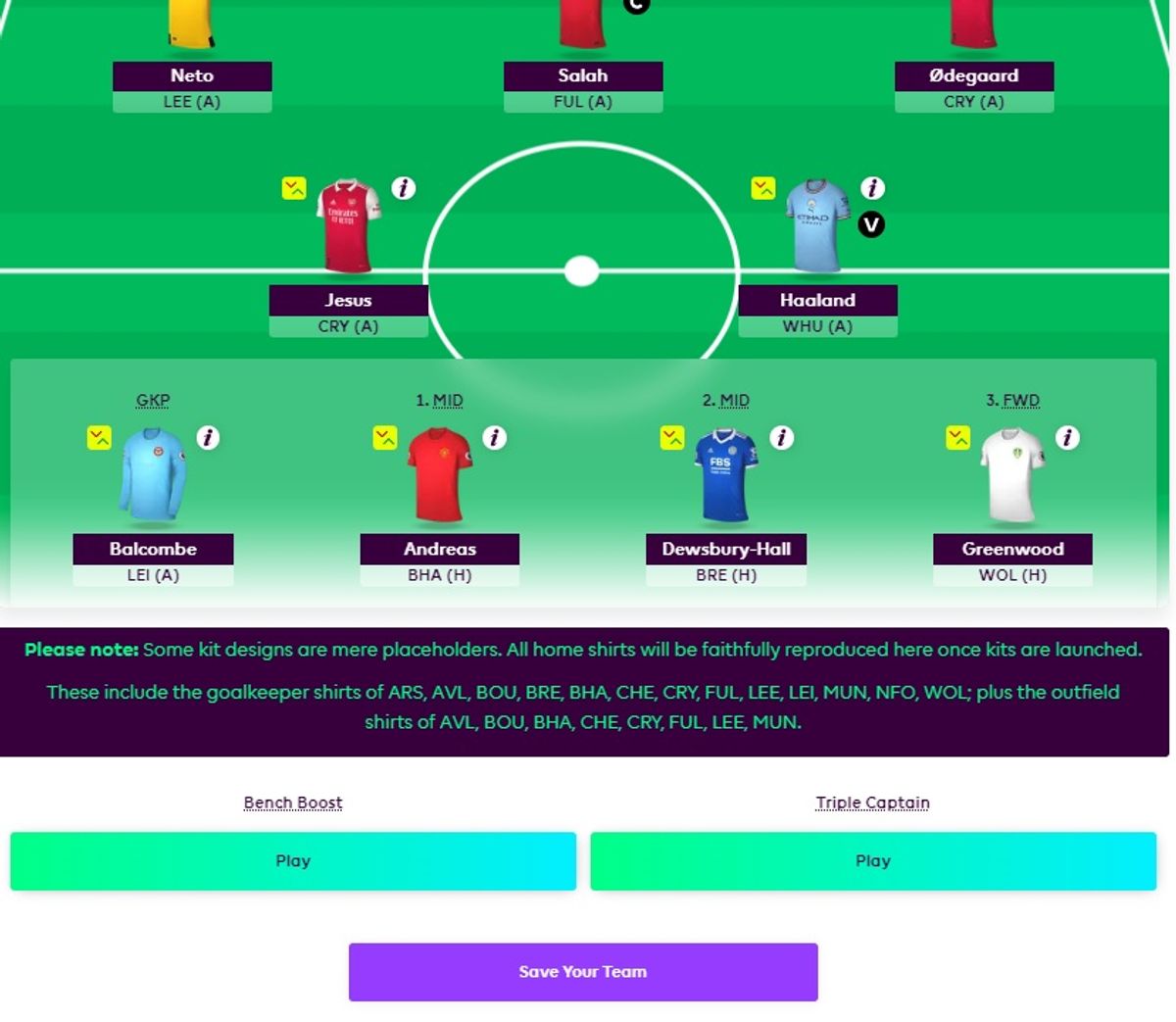 Save FPL substitutions