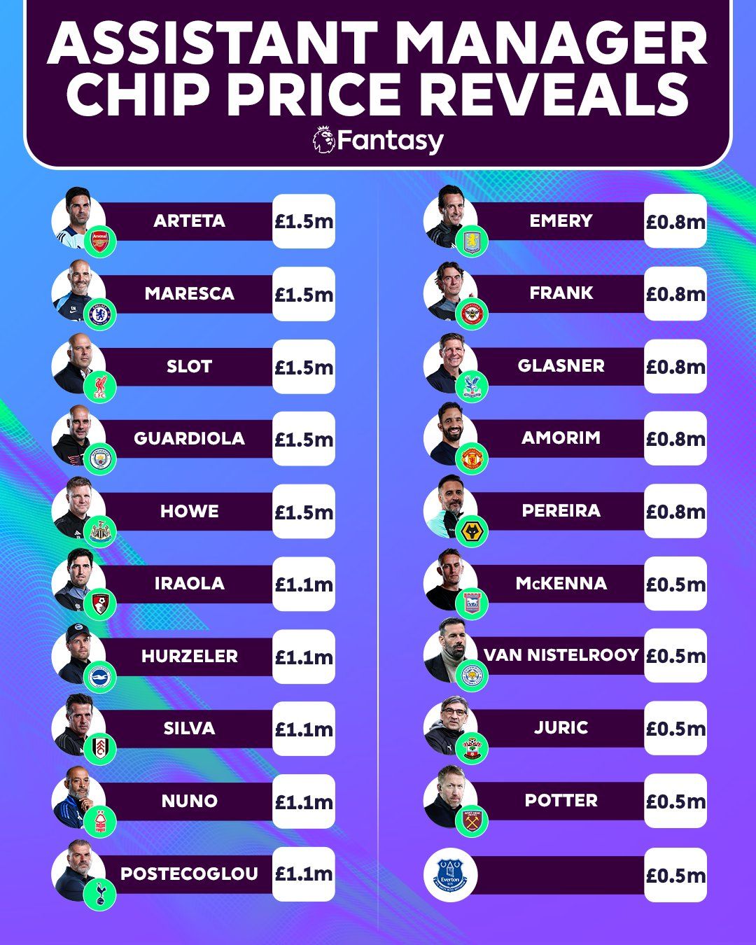 FPL Assistant Manager chip prices