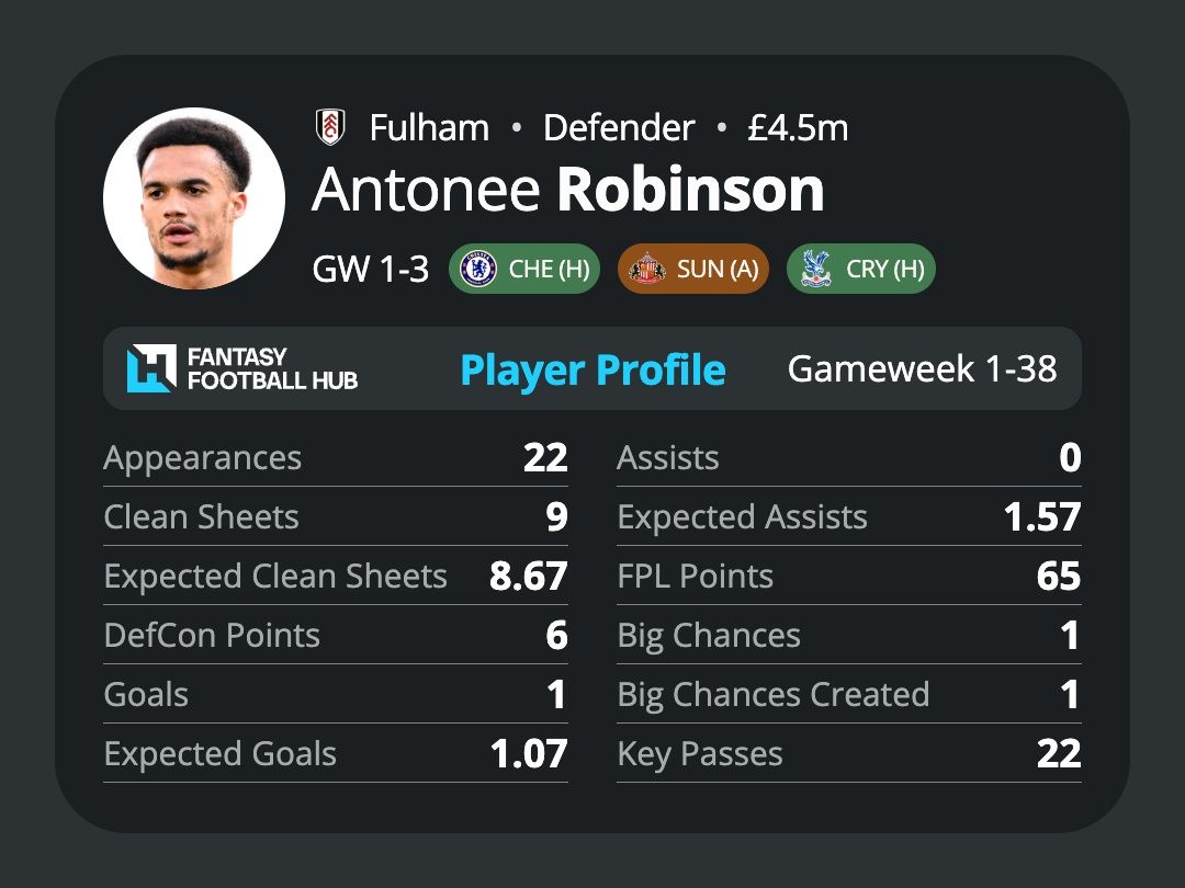 Antonee Robinson’s stats