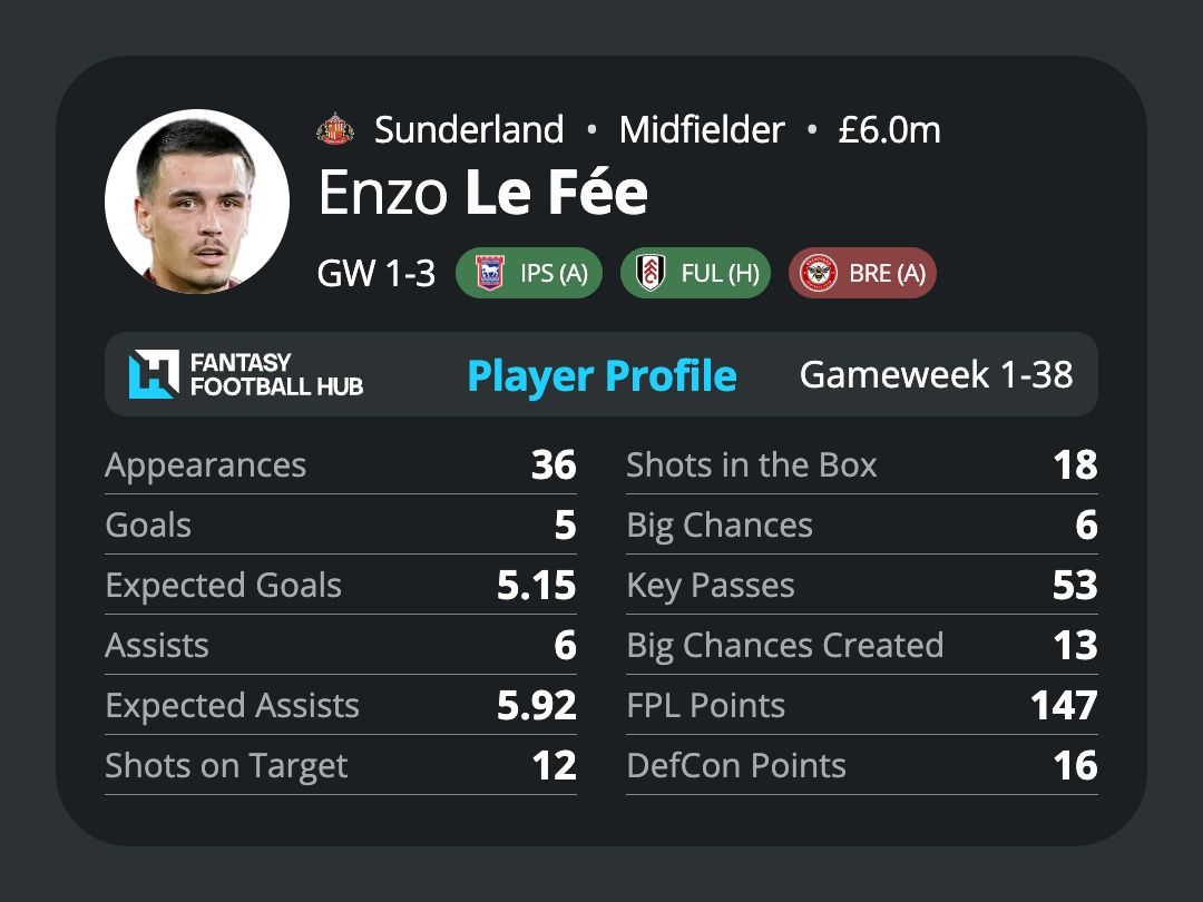 Enzo Le Fee’s stats