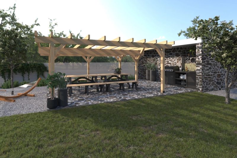 Pergola 7 — pultová 6,4 × 7,7 m