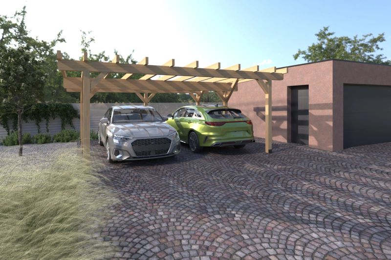 Pergola 4 — pultová 6,4 × 7,7 m