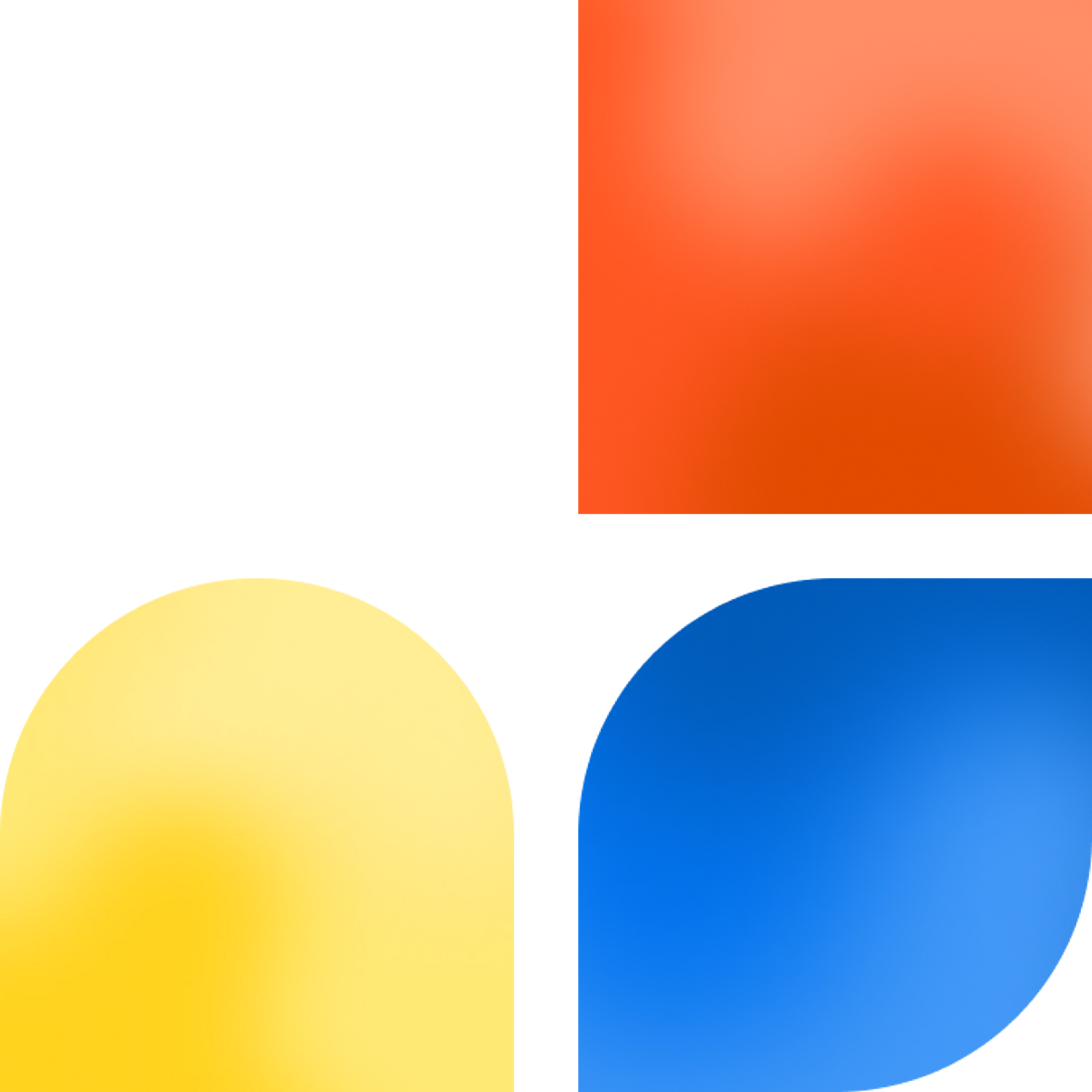 Yellow blue and orange blocks with gradient coloring and rounded edges