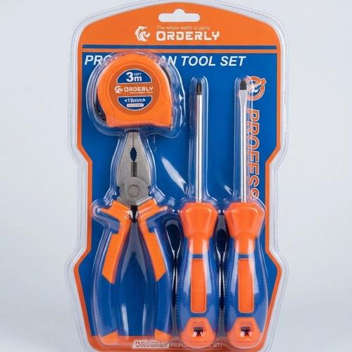 2-piece screwdriver set with tape measure and pliers.