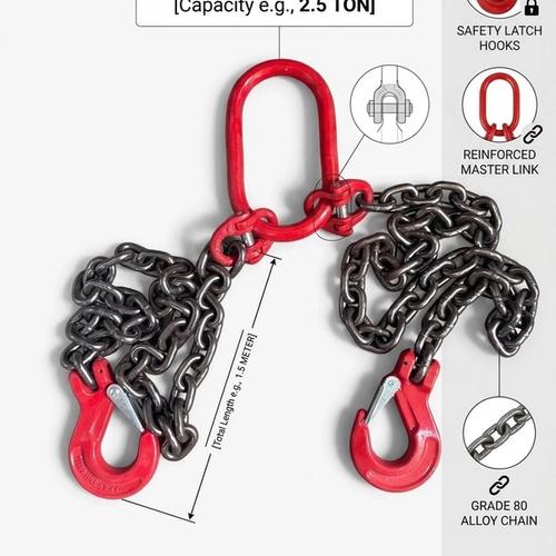 جنزير رفع مزدوج 3 طن 1 متر Chain Sling 2 Legs