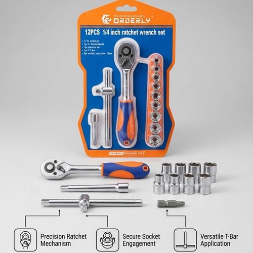 12-Piece 1/4" Drive Socket Set on Card