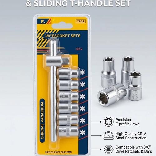 3/8 drive star socket & sliding t-handle set