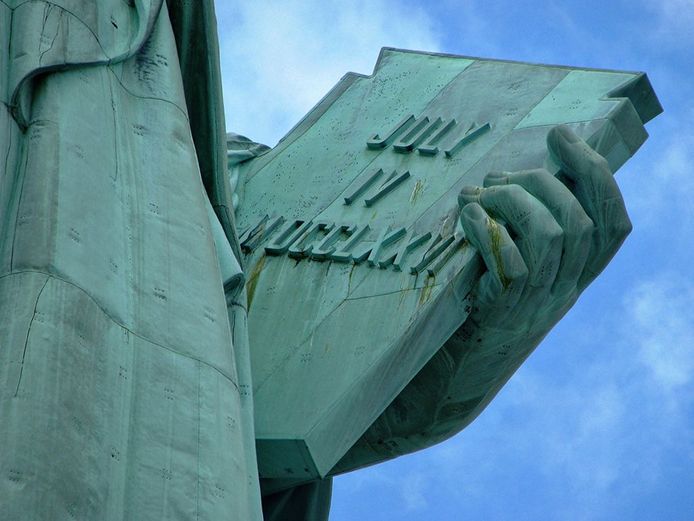 The tablet carried by the Statue of Liberty