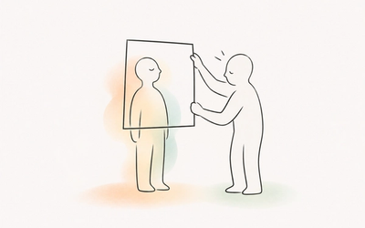 A supervisor assesses a therapist through a rigid frame while the therapist extends beyond it, representing how neurotypical standards can misjudge autistic competence.