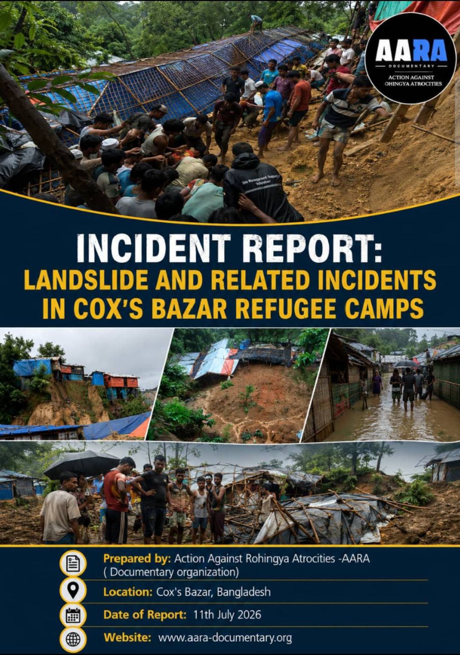 AARA's Incident Report: Deadly Landslides and Related Fatal Incidents in the Rohingya Refugee Camps, Cox's Bazar