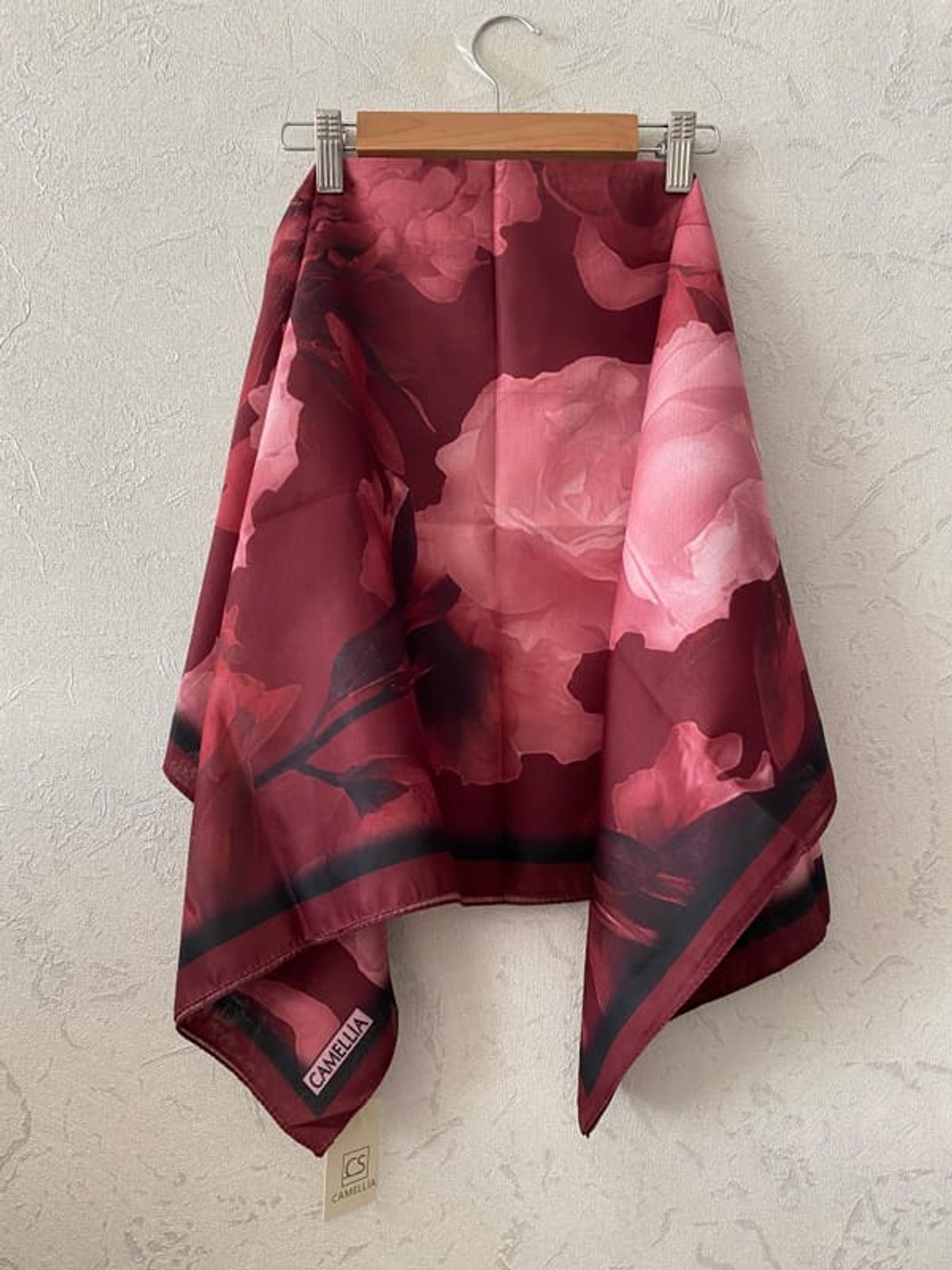 Lotus Desen Soft Eşarp - Bordo - Pudra