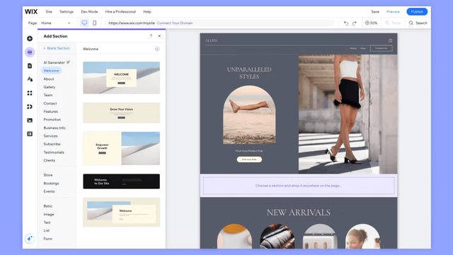Wix screenshot