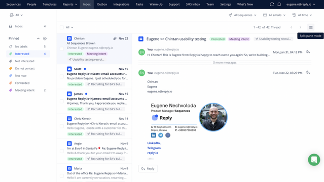 Reply.io screenshot
