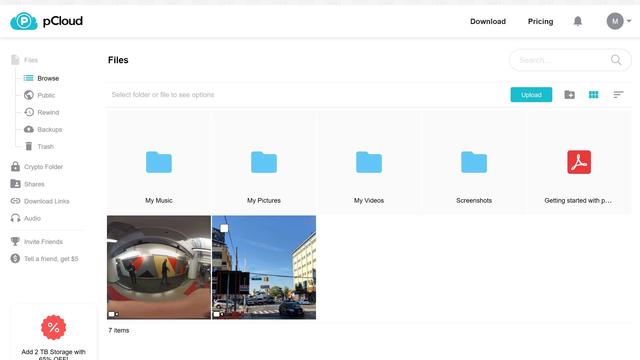 pCloud screenshot