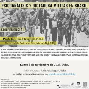 Poster do evento "Psicoanálisis y Dictadura Militar en Brasil"