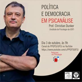 Poster do evento "Política e democracia em psicanálise"