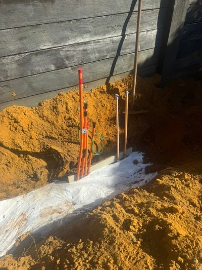 Closer view of conduit feeds stubbed up for Palmwoods pool equipment, circuit and lighting
