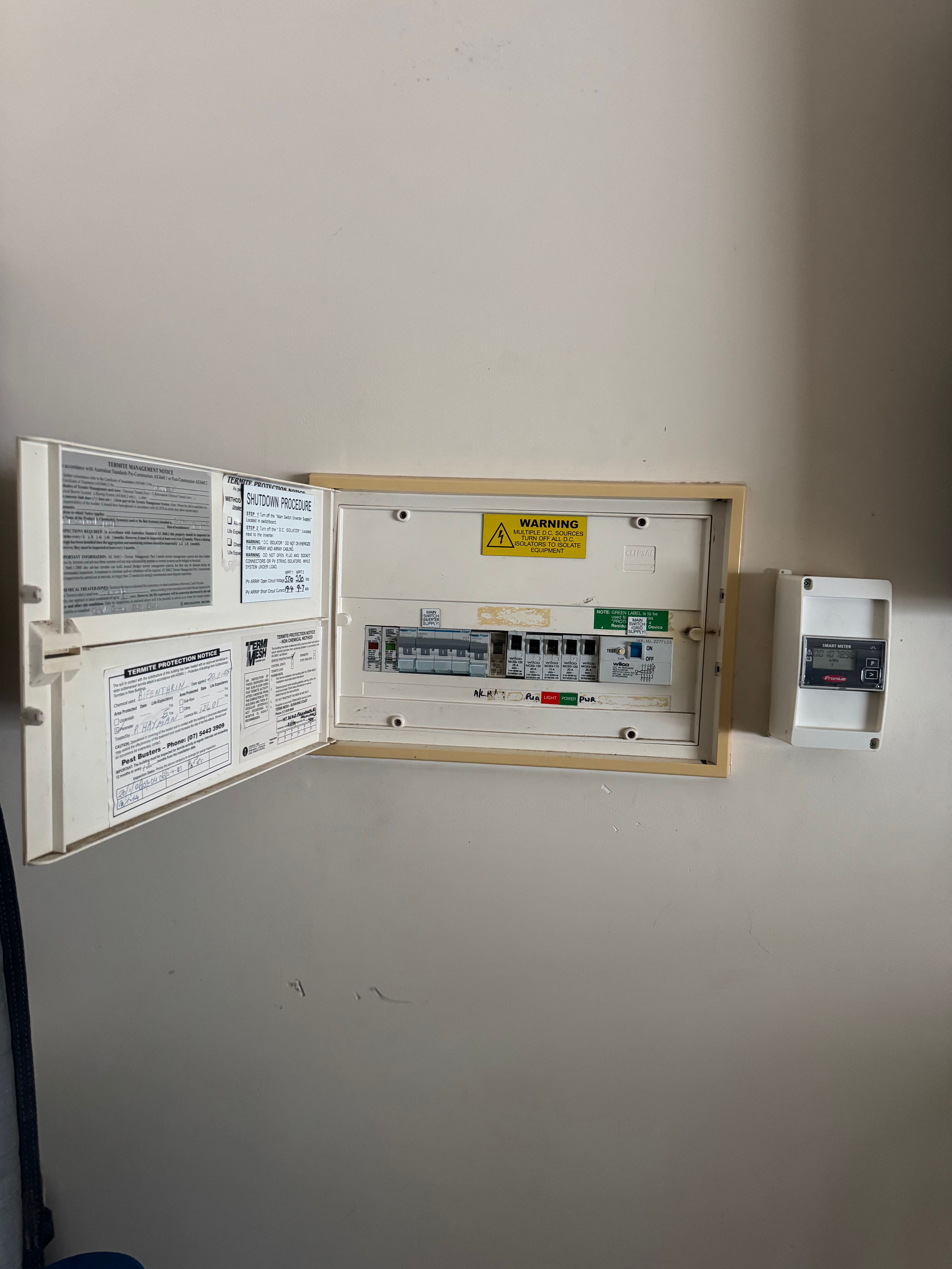 Old Sub-board installed in a garage in Palmwoods.