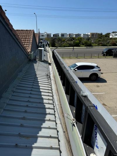 Recabled exterior lighting on the roof at Cuba Street Coffee, Marcoola QLD