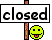closed sign with smiley face sticking out tongue