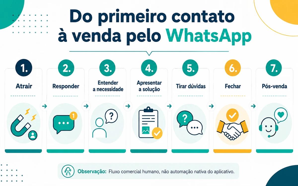Fluxo de atendimento do primeiro contato ao pós-venda pelo WhatsApp Business