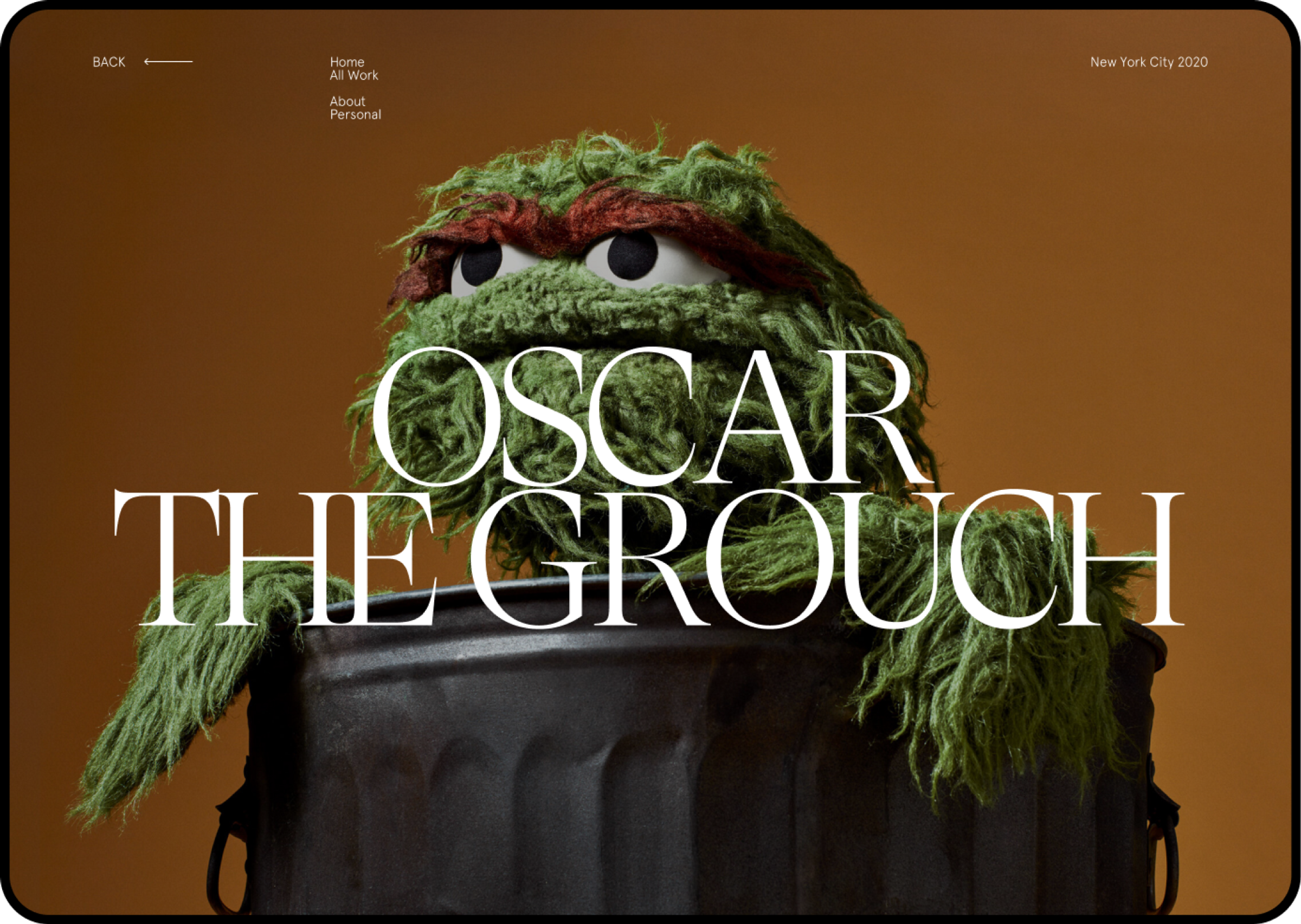 Website comp for Oscar the Grouch project