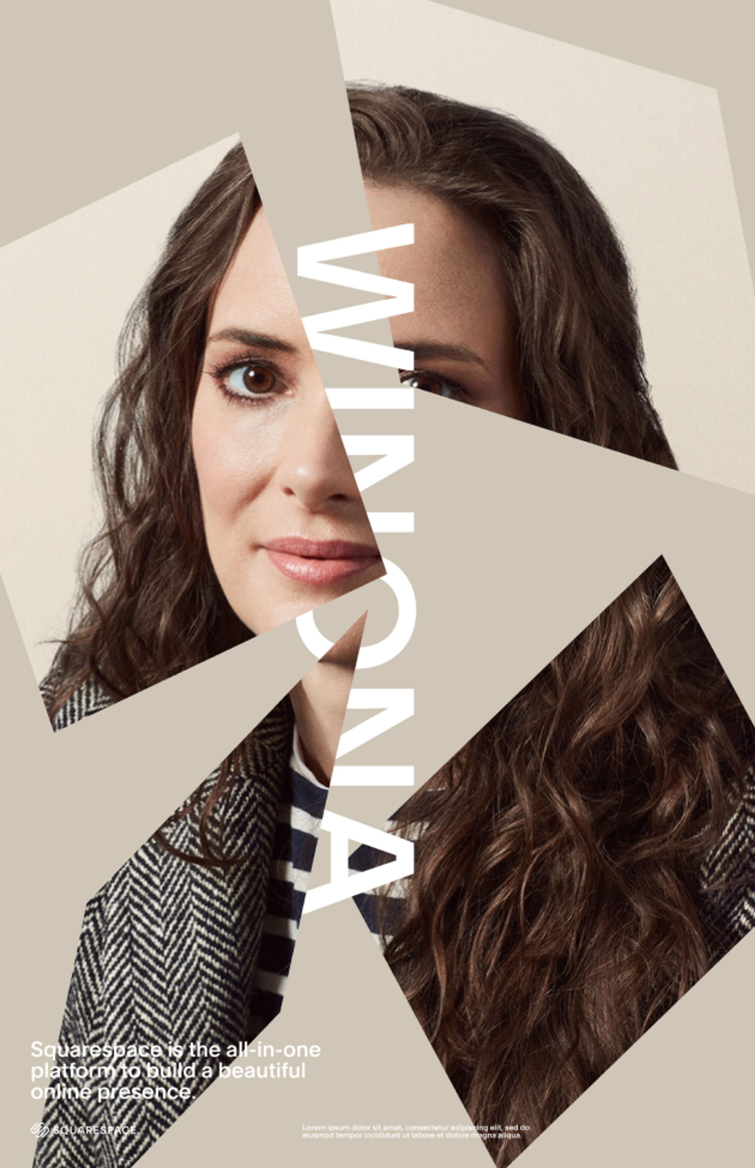 Winona Ryder in a Squarespace branded poster