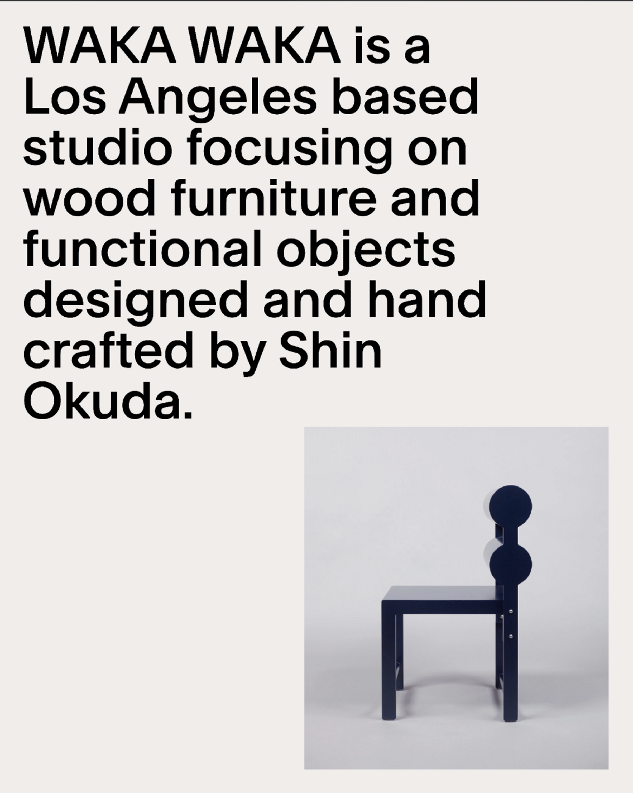 The Clarkson typeface used in branding for LA furniture studio Waka Waka