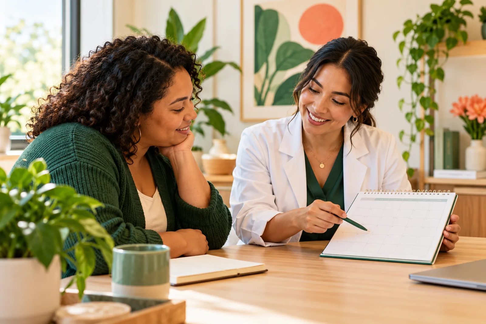 Adult discussing a gradual weight management plan with a healthcare professional