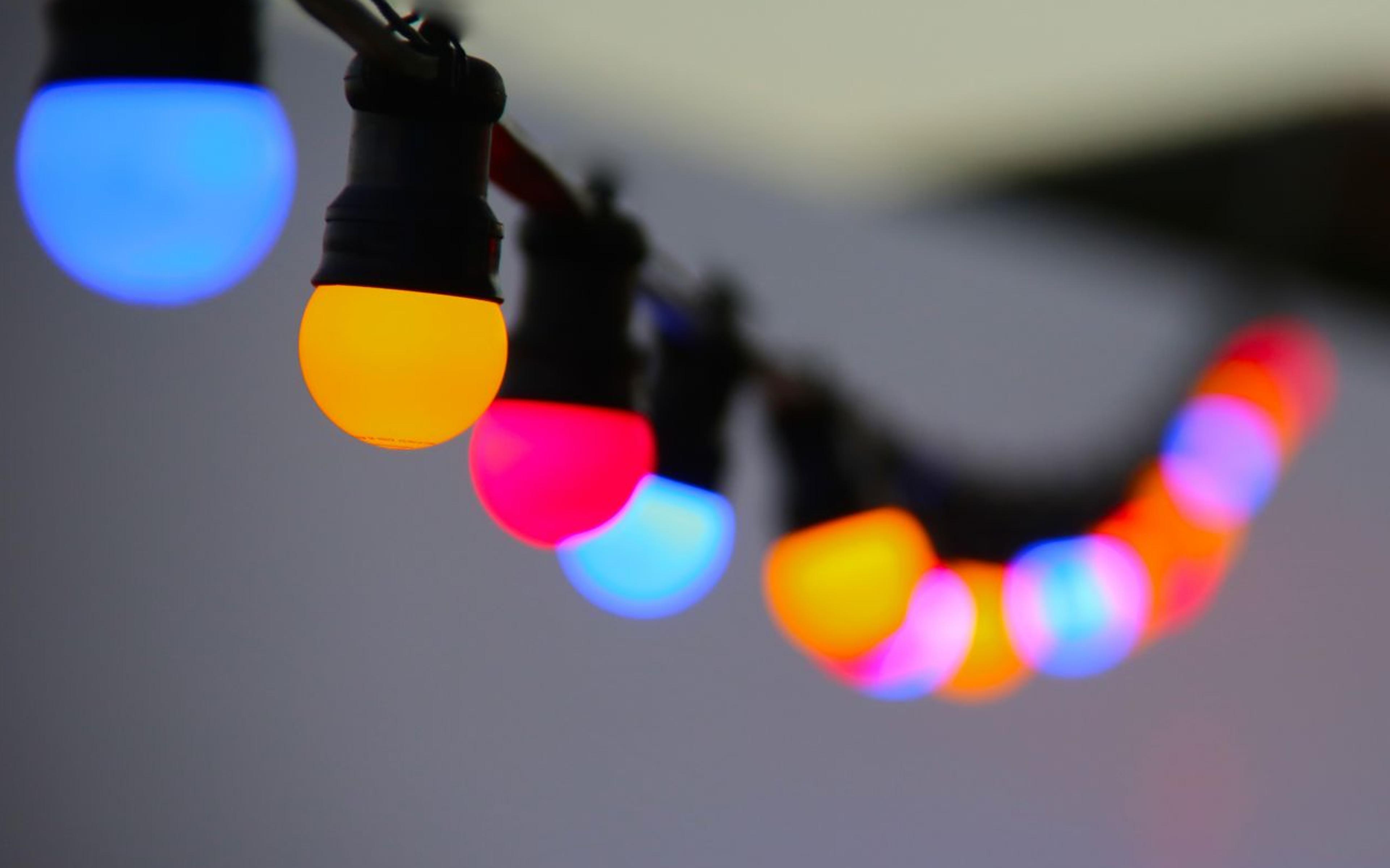 Colourful festoon bulbs on a cable